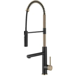 CommercialStylePull-Down Single Handle Kitchen Faucet with Pot Filler in Spot Free Antique Champagne Bronze / Matte Black