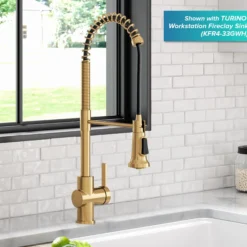 Commercial Style Pull-Down Single Handle Kitchen Faucet in Brushed Brass