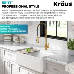 Commercial Style Pull-Down Single Handle Kitchen Faucet in Brushed Brass