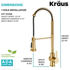 Commercial Style Pull-Down Single Handle Kitchen Faucet in Brushed Brass