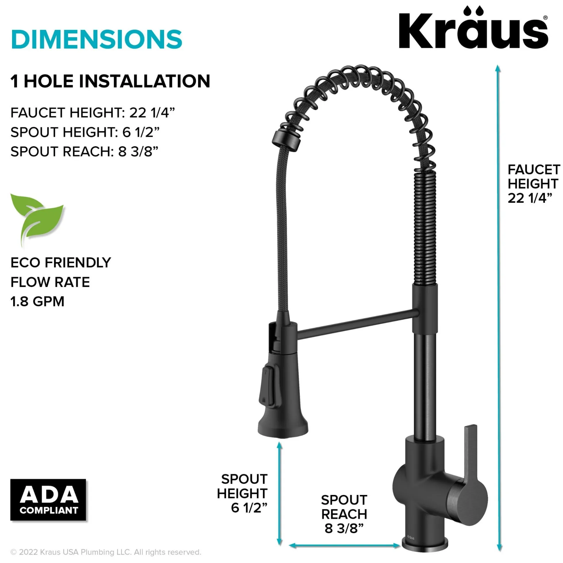 Commercial Style Pull-Down Single Handle Kitchen Faucet in Matte Black / Spot Free Black Stainless Steel