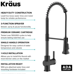 Commercial Style Pull-Down Single Handle Kitchen Faucet in Matte Black / Spot Free Black Stainless Steel