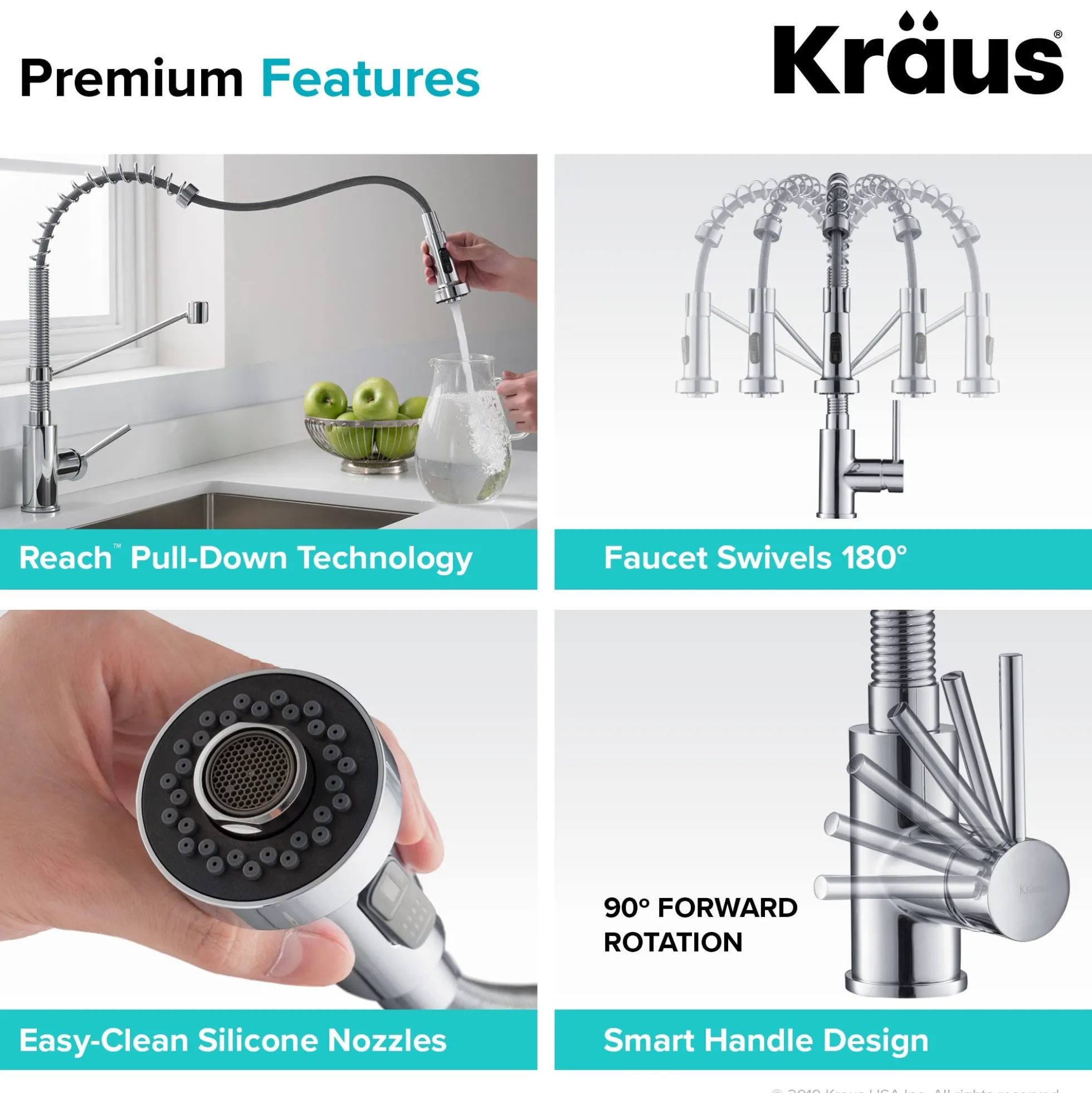 Commercial Style Pull-Down Single Handle 18" Kitchen Faucet in Chrome with Air Gap