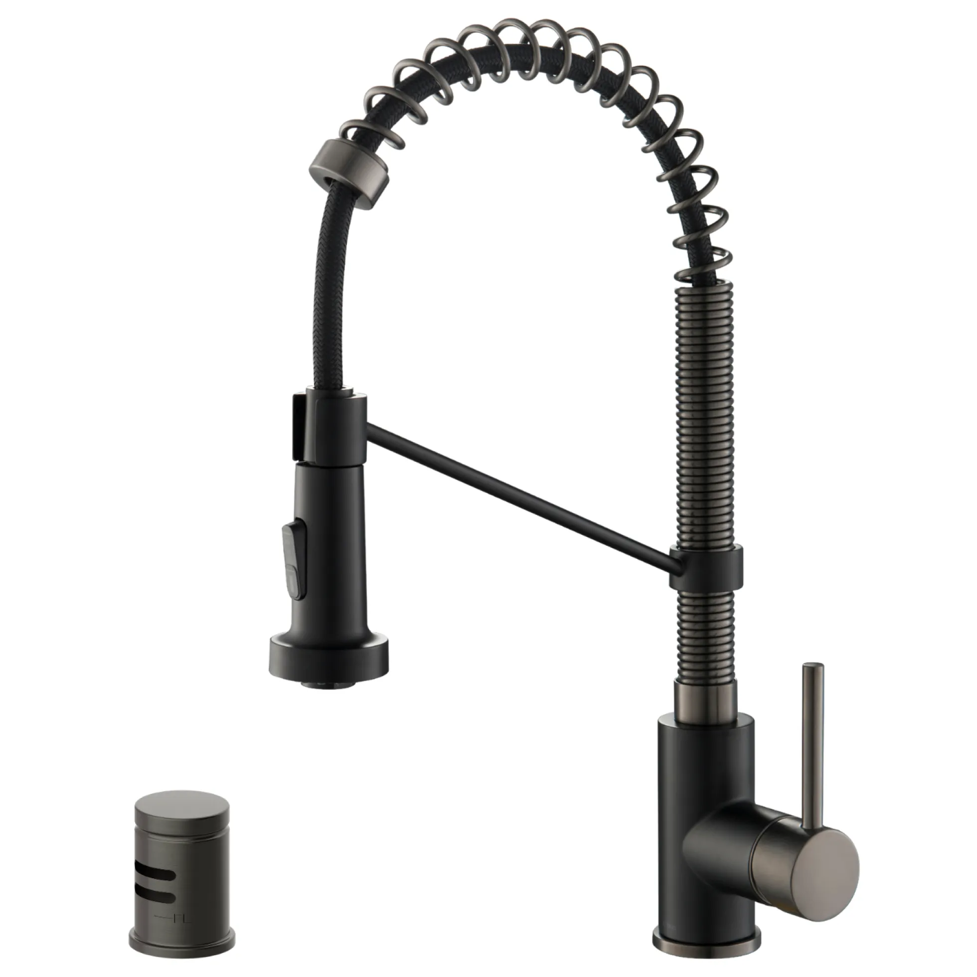 Commercial Style Pull-Down Single Handle 18" Kitchen Faucet in Matte Black/Black Stainless with Air Gap