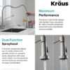 Commercial Style Pull-Down Single Handle 18" Kitchen Faucet in Spot Free Stainless Steel with Soap Dispenser