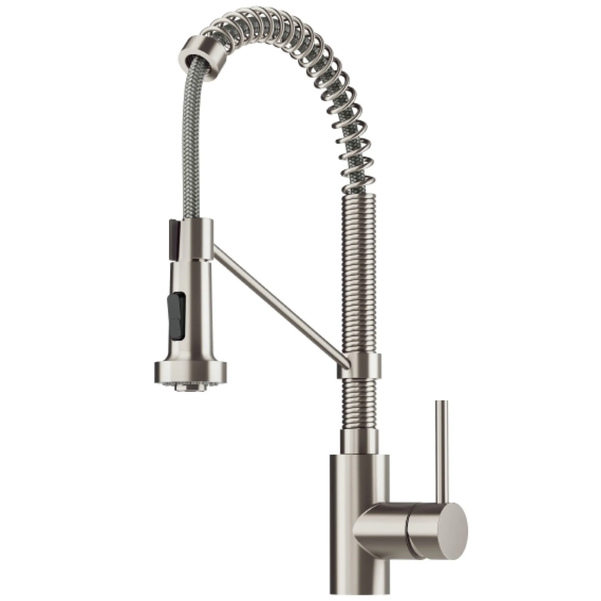 Commercial Style Pull-Down Single Handle 18" Kitchen Faucet in Spot Free Stainless Steel with Soap Dispenser