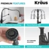 Commercial Style Pull-Down Single Handle 18" Kitchen Faucet in Matte Black with Soap Dispenser