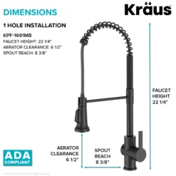 Commercial Style Single Handle Pull Down Kitchen Faucet in Matte Black