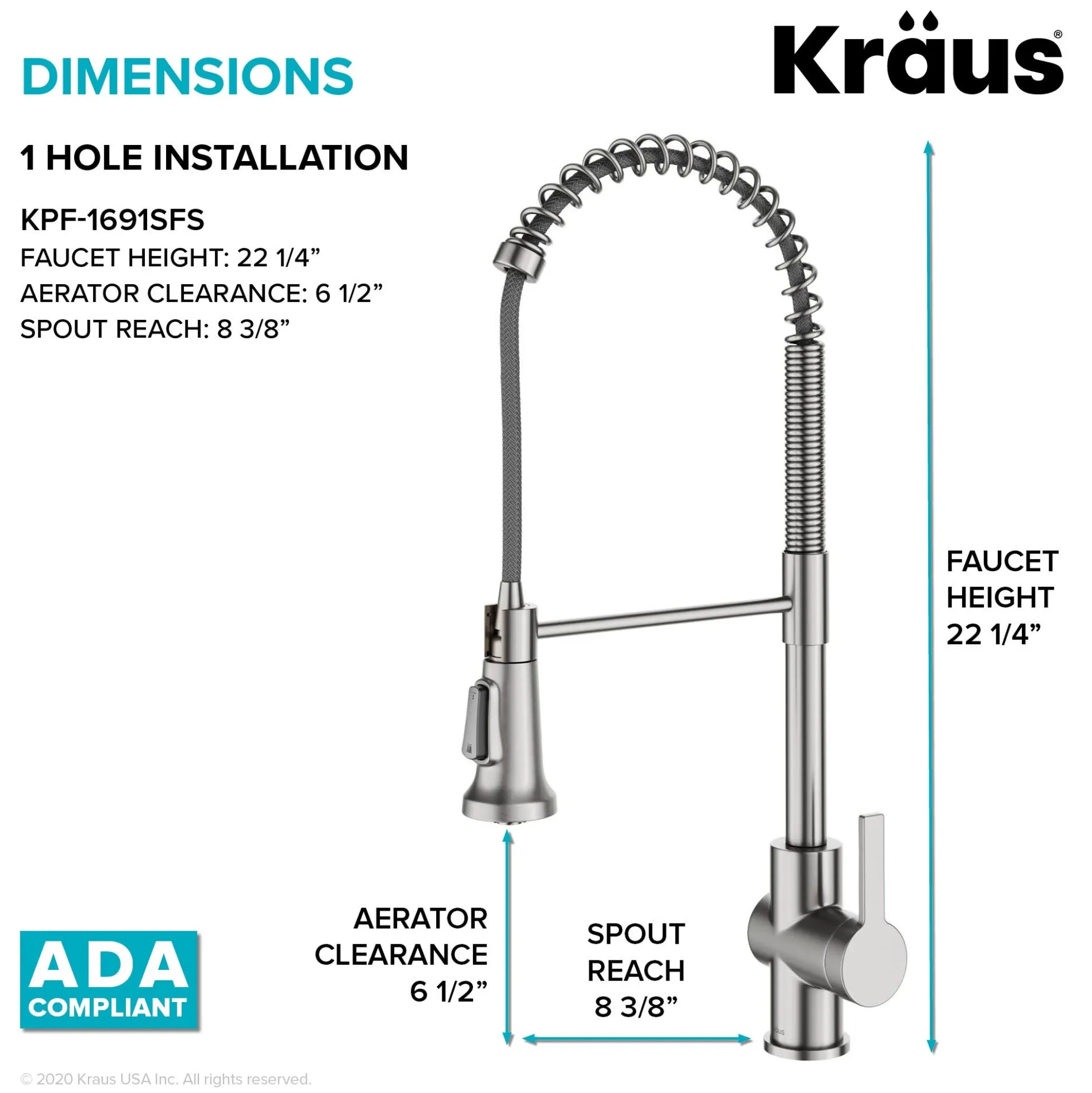 Commercial Style Single Handle Pull Down Kitchen Faucet in Spot Free Stainless Steel