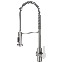 Commercial Style Single Handle Pull Down Kitchen Faucet in Spot Free Stainless Steel