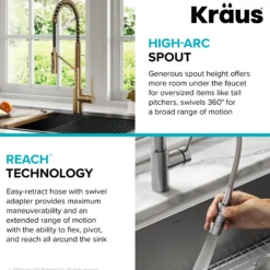 Commercial Style Single Handle Pull Down Kitchen Faucet with QuickDock Top Mount Installation Assembly in Spot Free Antique Champagne Bronze