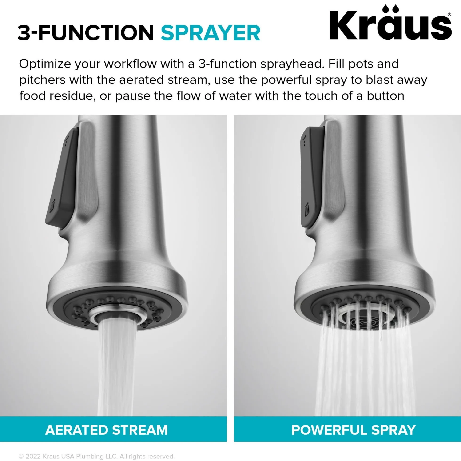 Commercial Style Single Handle Pull Down Kitchen Faucet in Spot-Free Stainless Steel/Matte Black