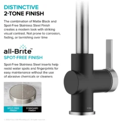 Commercial Style Single Handle Pull Down Kitchen Faucet in Spot-Free Stainless Steel/Matte Black