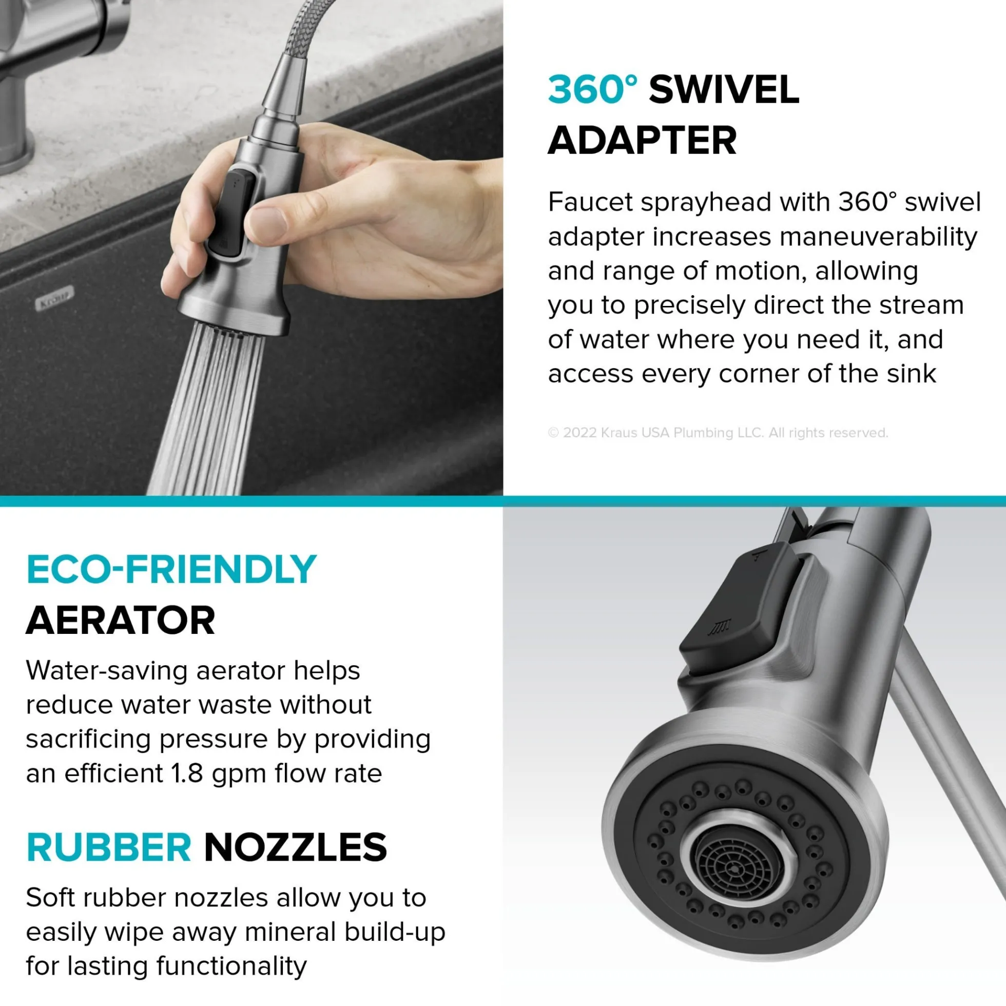 Commercial Style Single Handle Pull Down Kitchen Faucet in Spot-Free Stainless Steel/Matte Black