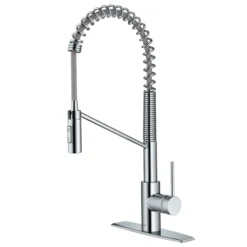 Commercial Style Single Handle Pull Down Kitchen Faucet with QuickDock Top Mount Installation Assembly in Chrome