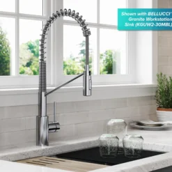 Commercial Style Single Handle Pull Down Kitchen Faucet with QuickDock Top Mount Installation Assembly in Chrome