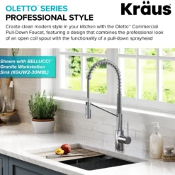 Commercial Style Single Handle Pull Down Kitchen Faucet with QuickDock Top Mount Installation Assembly in Chrome