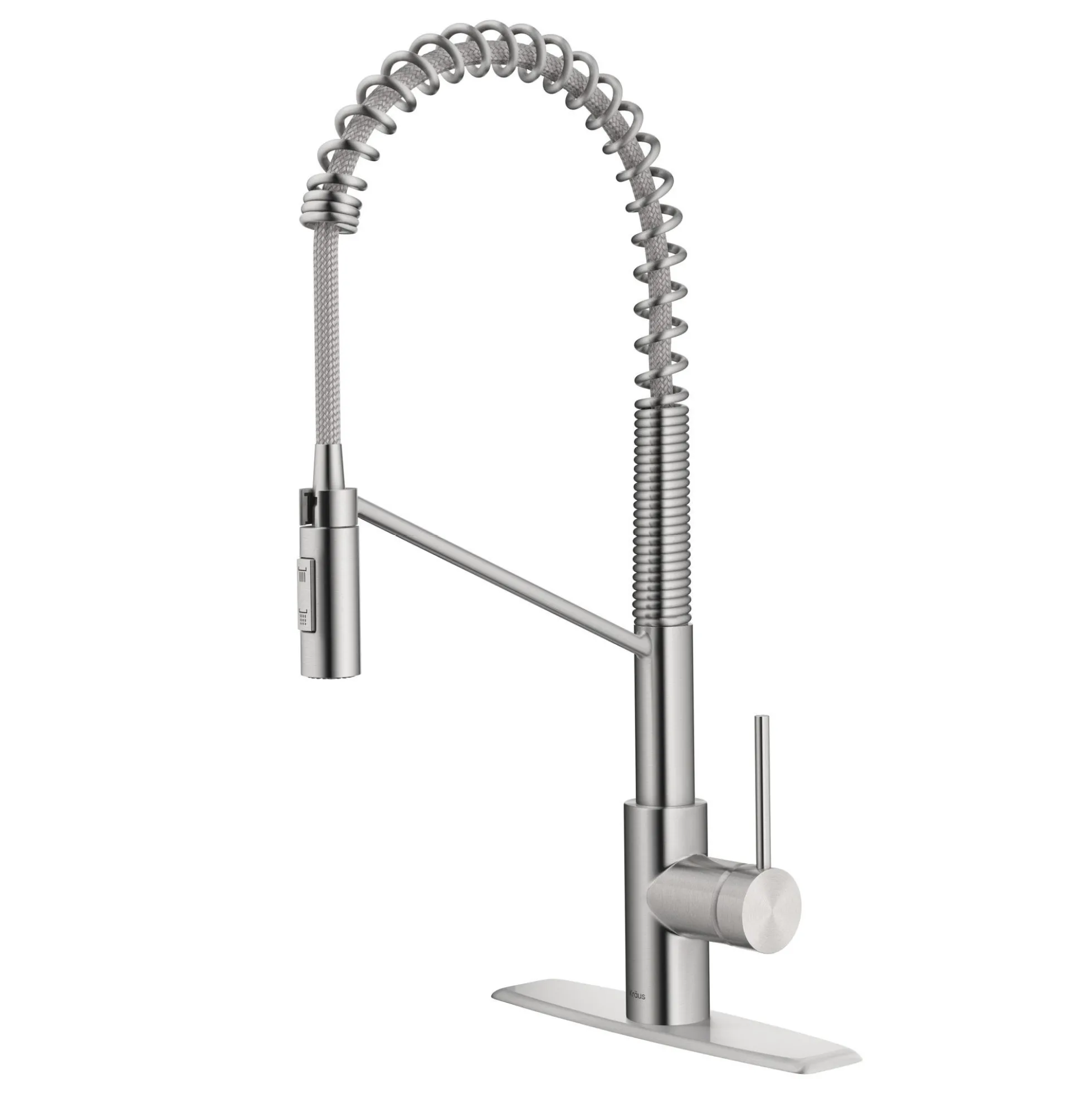 Commercial Style Single Handle Pull Down Kitchen Faucet with QuickDock Top Mount Installation Assembly in Spot Free Stainless Steel