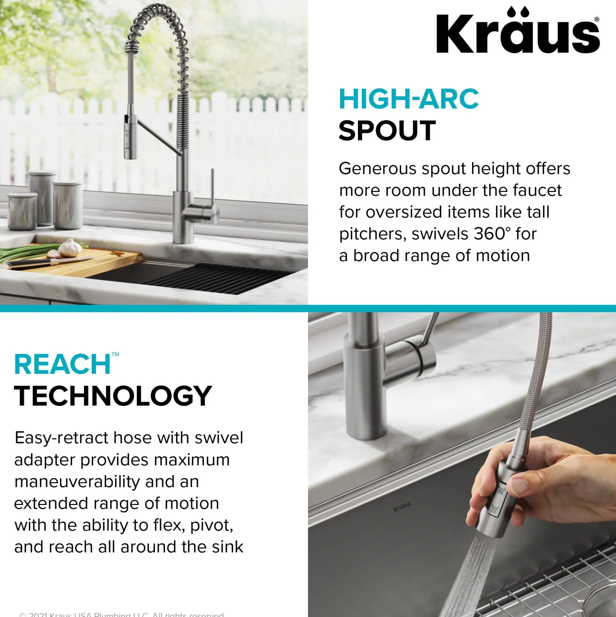 Commercial Style Single Handle Pull Down Kitchen Faucet with QuickDock Top Mount Installation Assembly in Spot Free Stainless Steel