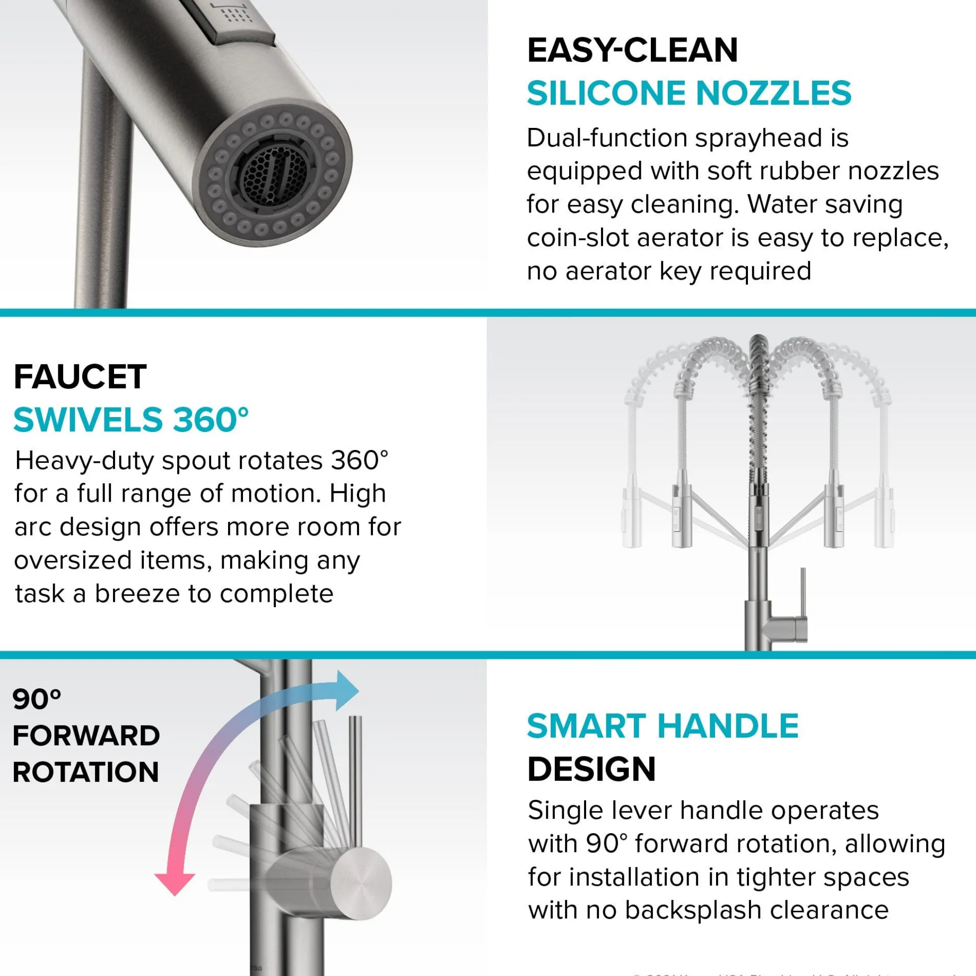 Commercial Style Single Handle Pull Down Kitchen Faucet with QuickDock Top Mount Installation Assembly in Spot Free Stainless Steel
