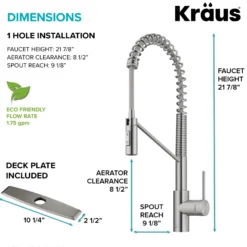 Commercial Style Single Handle Pull Down Kitchen Faucet with QuickDock Top Mount Installation Assembly in Spot Free Stainless Steel