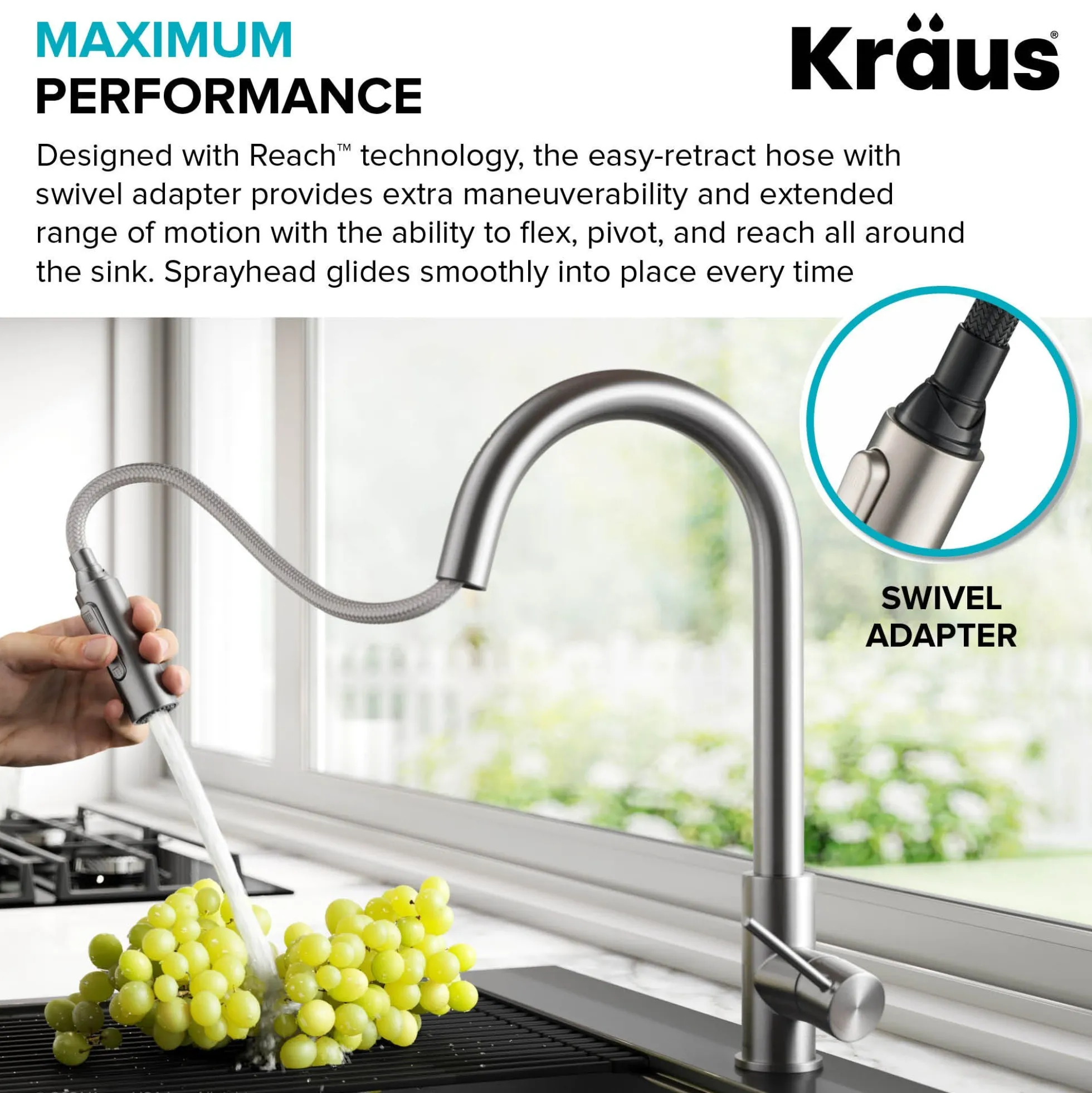 Contemporary Pull-Down Single Handle Kitchen Faucet in Matte Black
