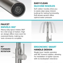 Contemporary Pull-Down Single Handle Kitchen Faucet in Chrome
