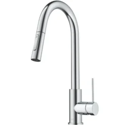 Contemporary Pull-Down Single Handle Kitchen Faucet in Chrome