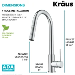 Contemporary Pull-Down Single Handle Kitchen Faucet in Chrome