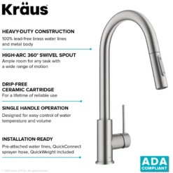 Contemporary Pull-Down Single Handle Kitchen Faucet in Spot Free Stainless Steel