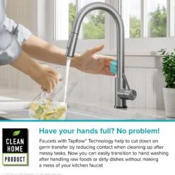 ContemporarySingle-HandleTouch KitchenSink Faucet with Pull Down Sprayer inMatte Black