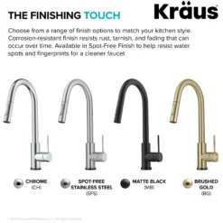 ContemporarySingle-HandleTouch KitchenSink Faucet with Pull Down Sprayer inMatte Black