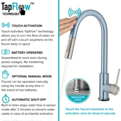 ContemporarySingle-HandleTouch KitchenSink Faucet with Pull Down Sprayer inMatte Black