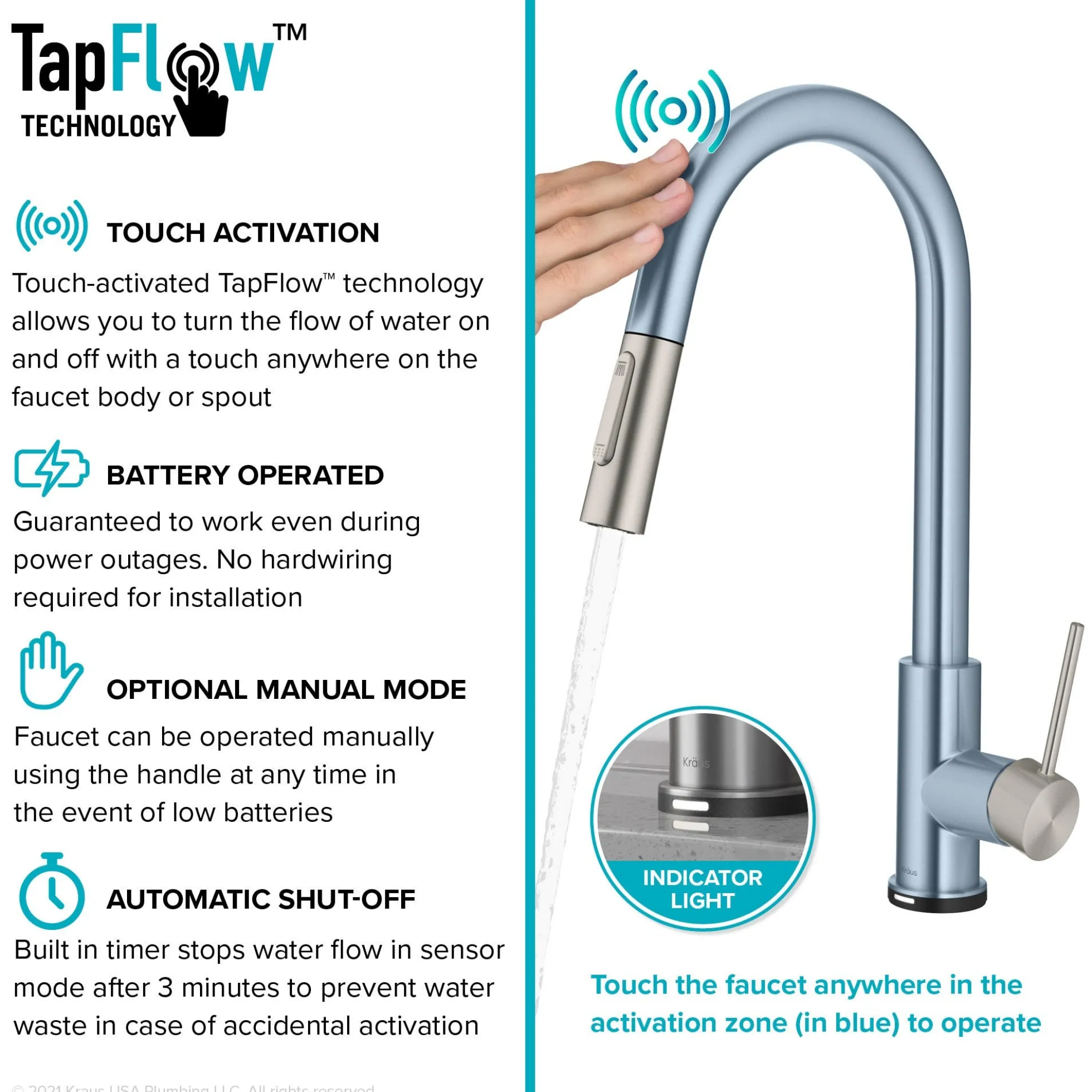 ContemporarySingle-HandleTouch KitchenSink Faucet with Pull Down Sprayerin Chrome