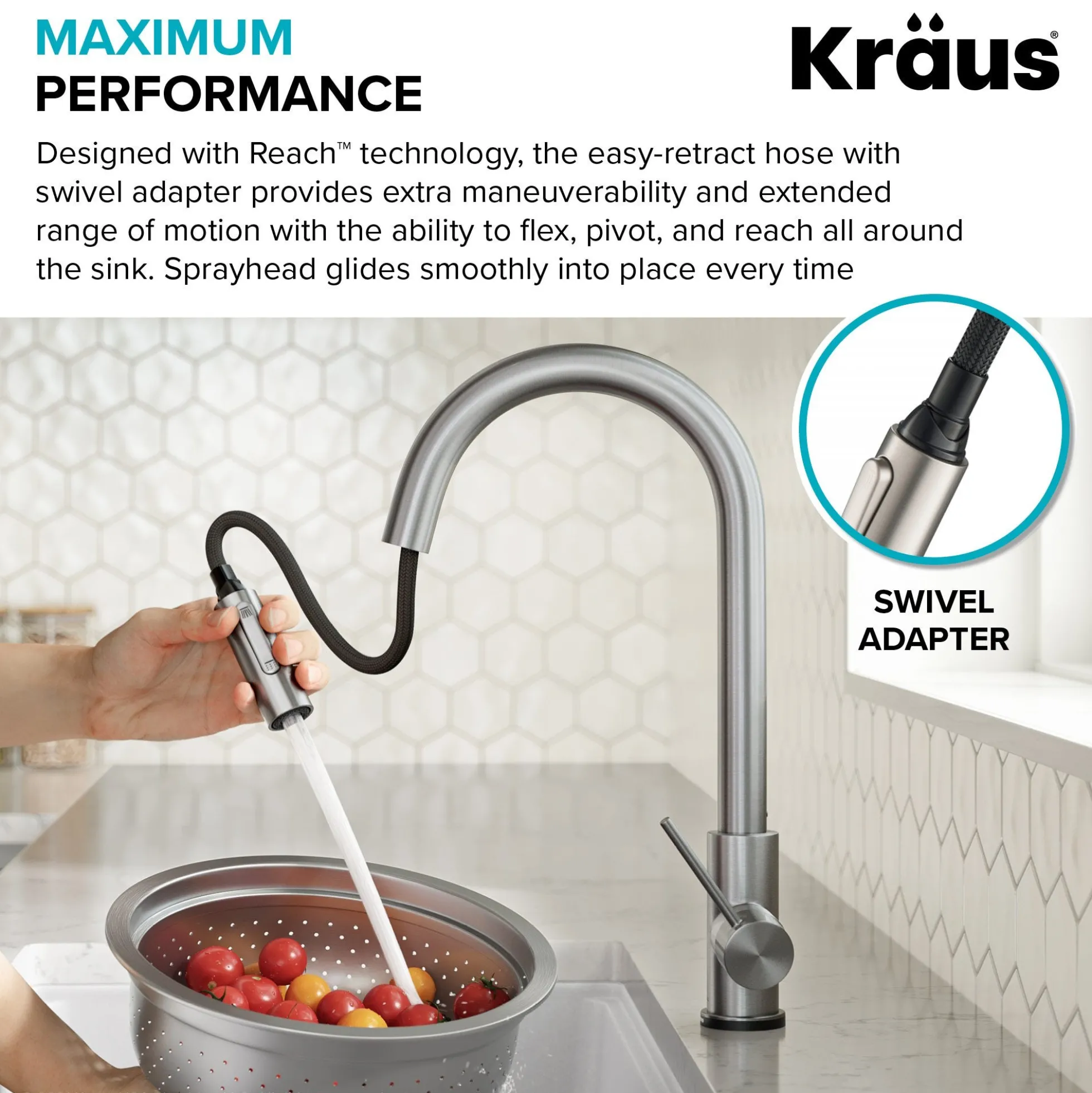 ContemporarySingle-HandleTouch KitchenSink Faucet with Pull Down Sprayerin Chrome