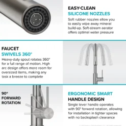 Contemporary Single-HandleTouch KitchenSink Faucet with Pull Down Sprayer in Spot Free Stainless Steel