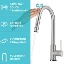 Contemporary Single-HandleTouch KitchenSink Faucet with Pull Down Sprayer in Spot Free Stainless Steel