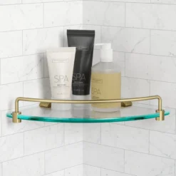 Corner Bathroom Shelf in Brushed Gold