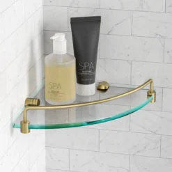 Corner Bathroom Shelf in Brushed Gold