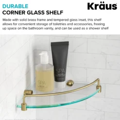 Corner Bathroom Shelf in Brushed Gold