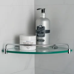 Corner Bathroom Shelf in Chrome