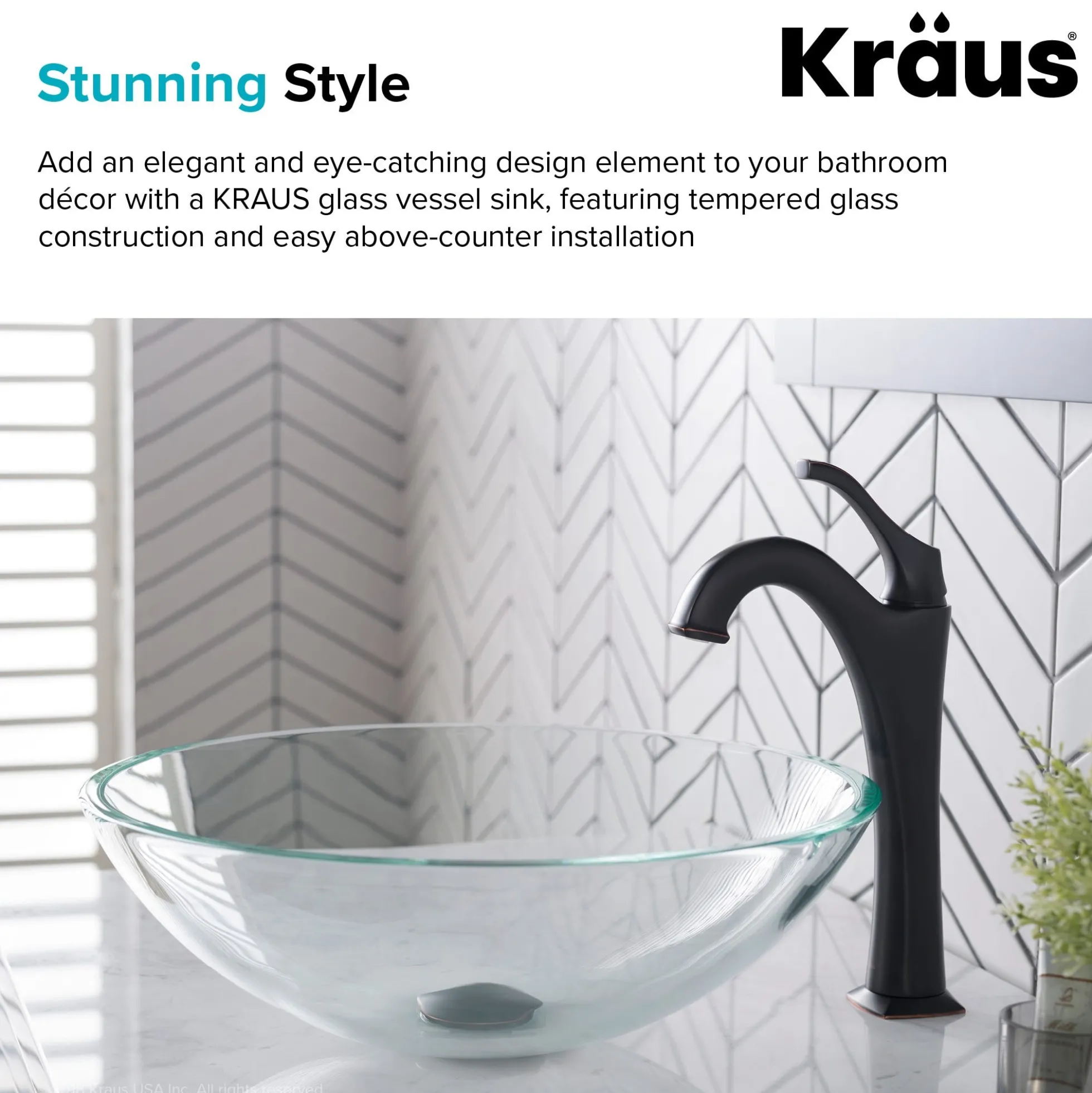 Crystal Clear Glass Vessel 16 1/2" Bathroom Sink