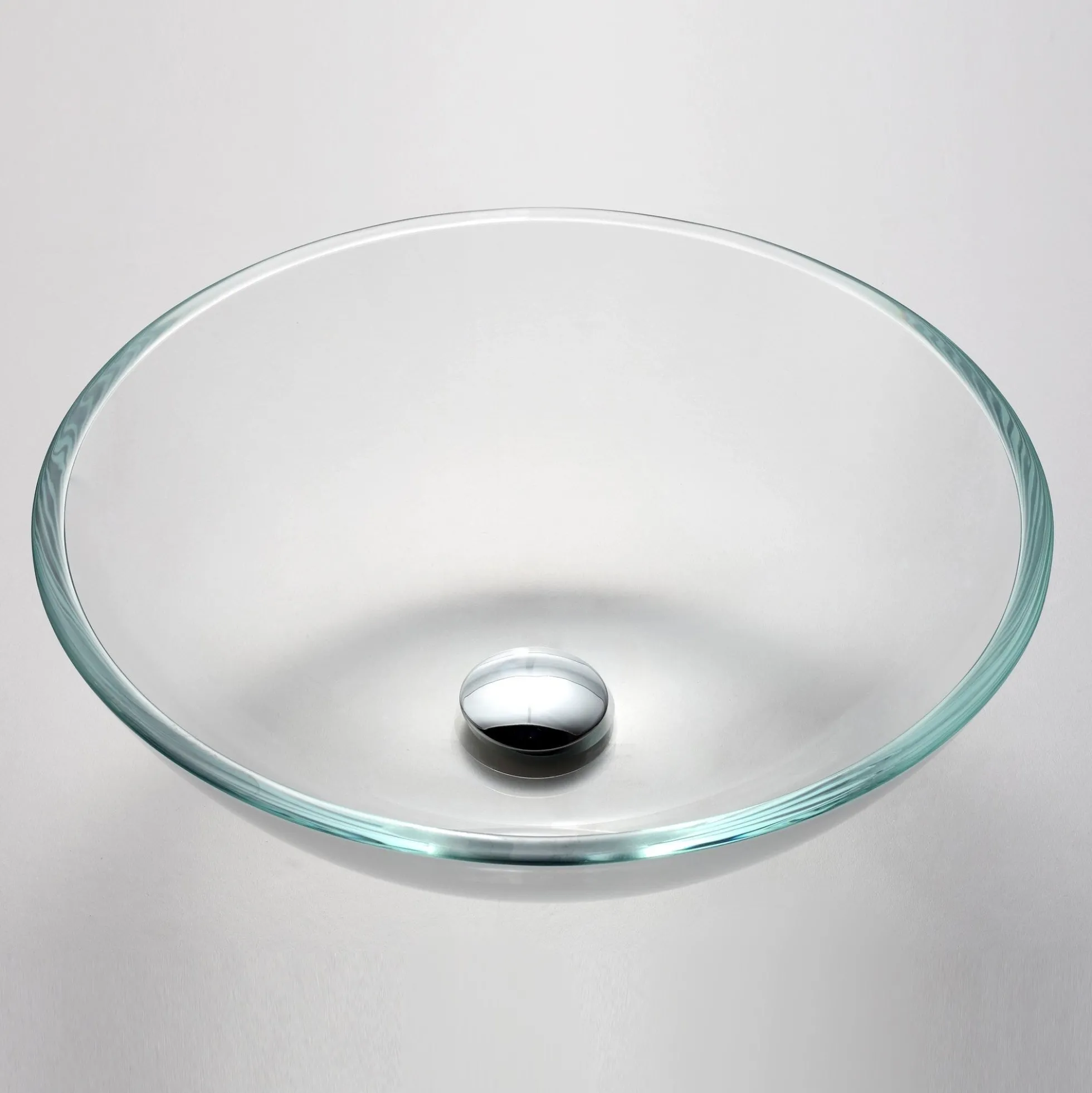 Crystal Clear Glass Vessel 16 1/2" Bathroom Sink w/ Pop-Up Drain in Chrome