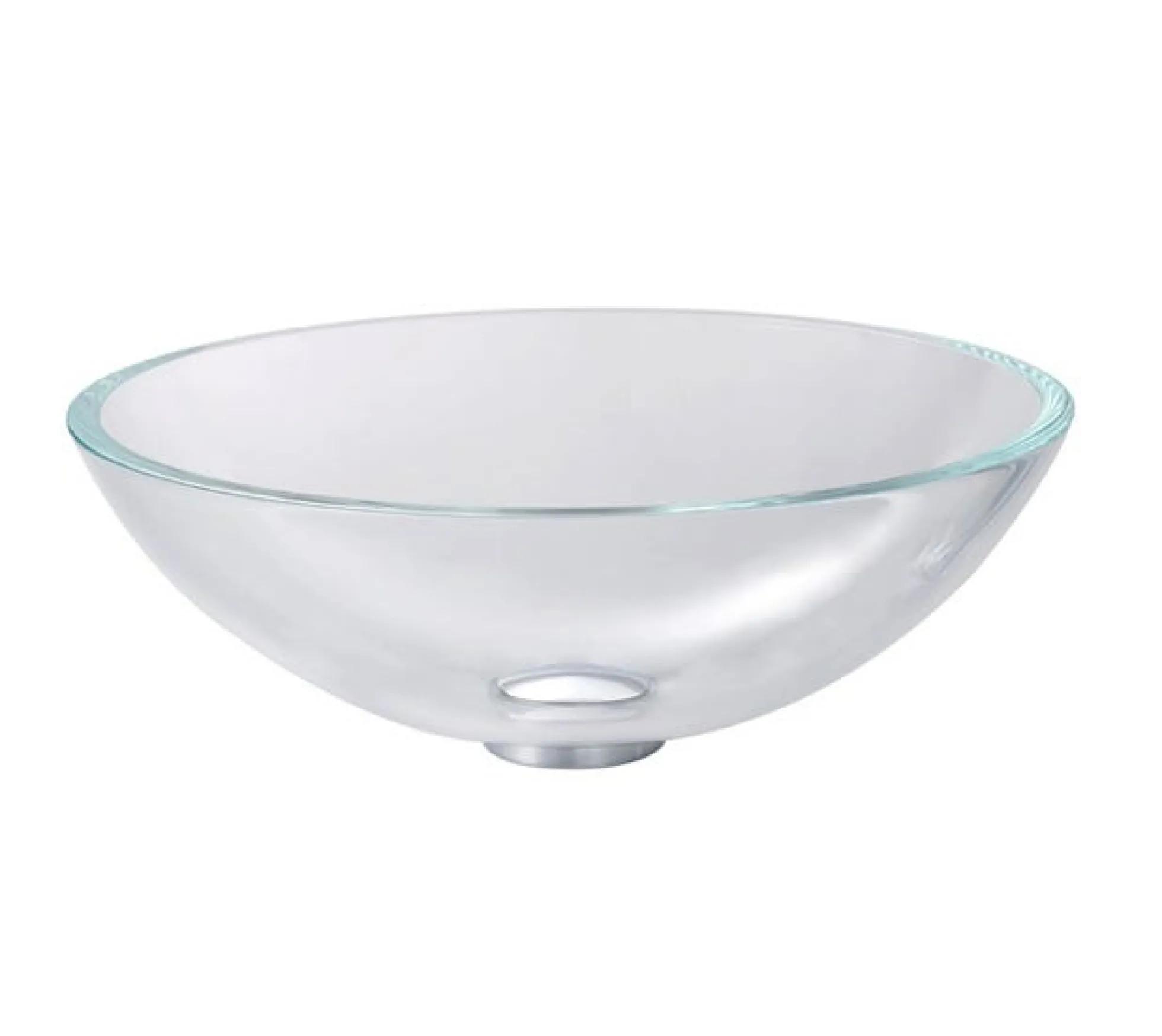 Crystal Clear Glass Vessel 16 1/2" Bathroom Sink w/ Pop-Up Drain in Satin Nickel