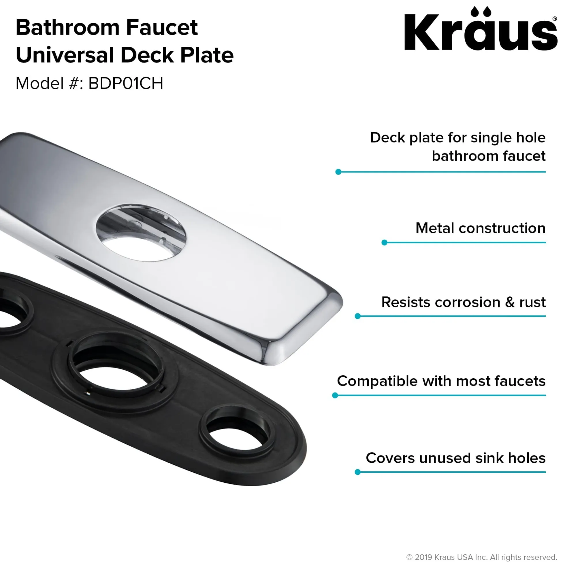 Deck Plate for Bathroom Faucet in Chrome