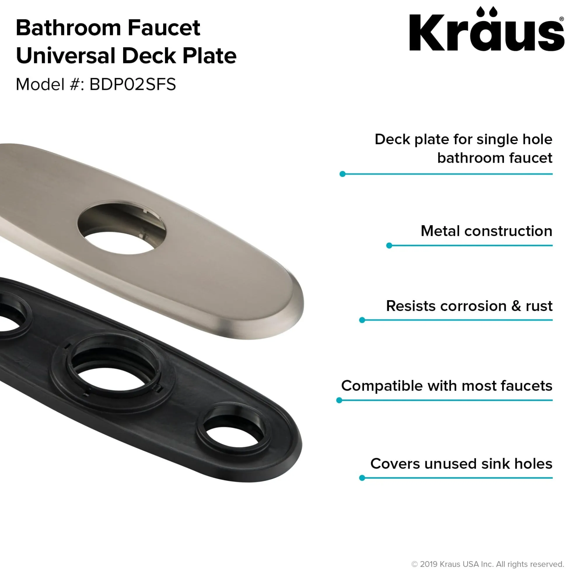 Deck Plate for Bathroom Faucet in Spot Free Stainless Steel