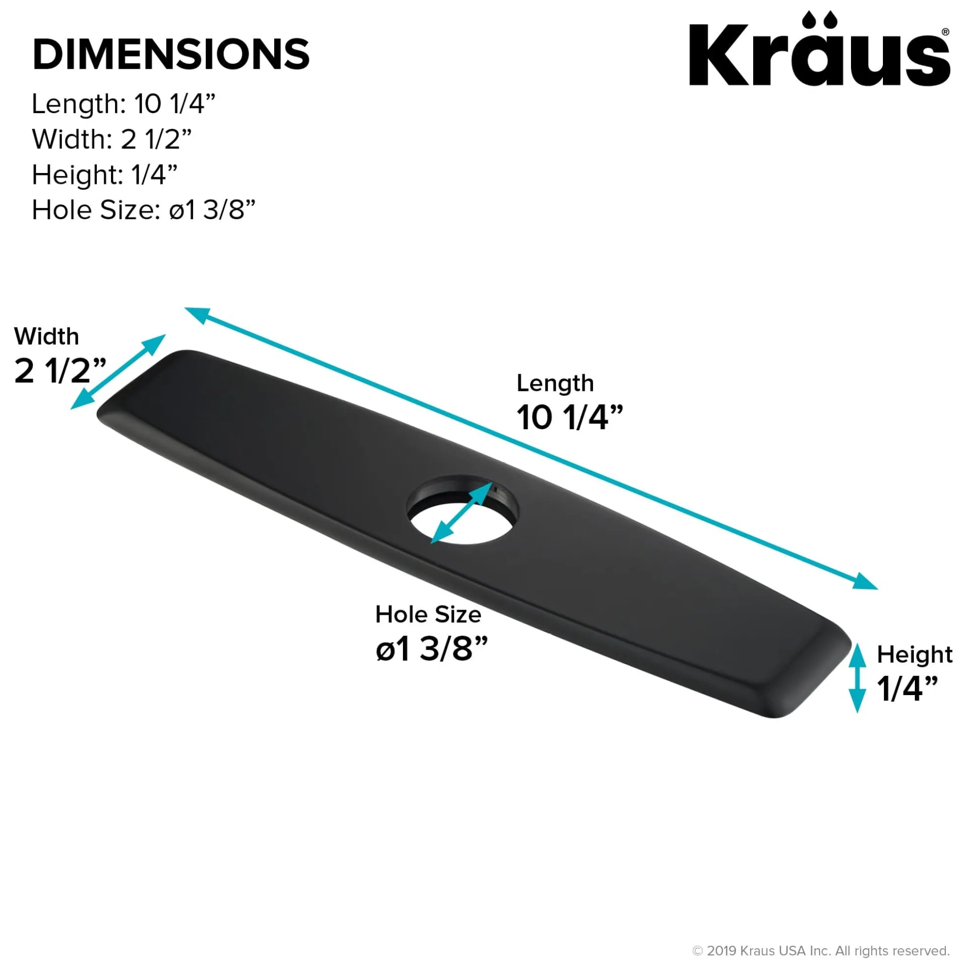 10" Deck Plate for Kitchen Faucet in Matte Black