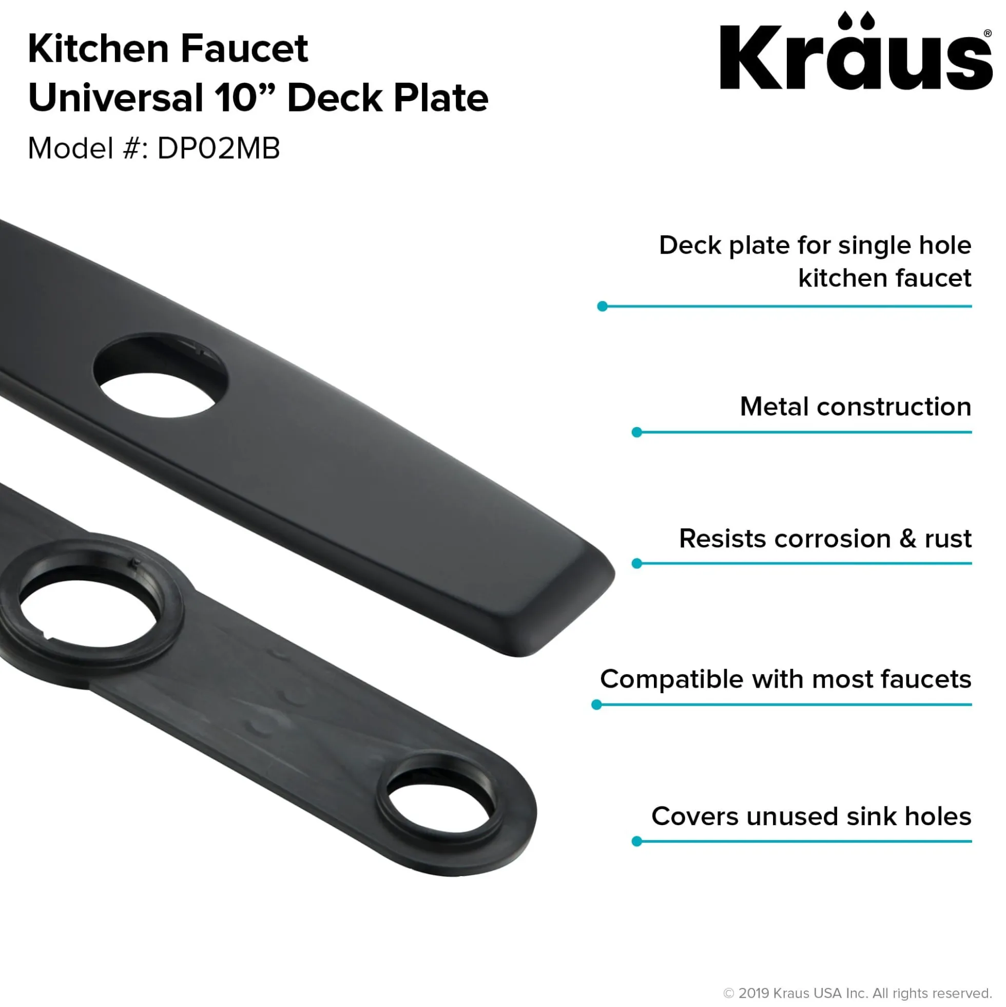 10" Deck Plate for Kitchen Faucet in Matte Black
