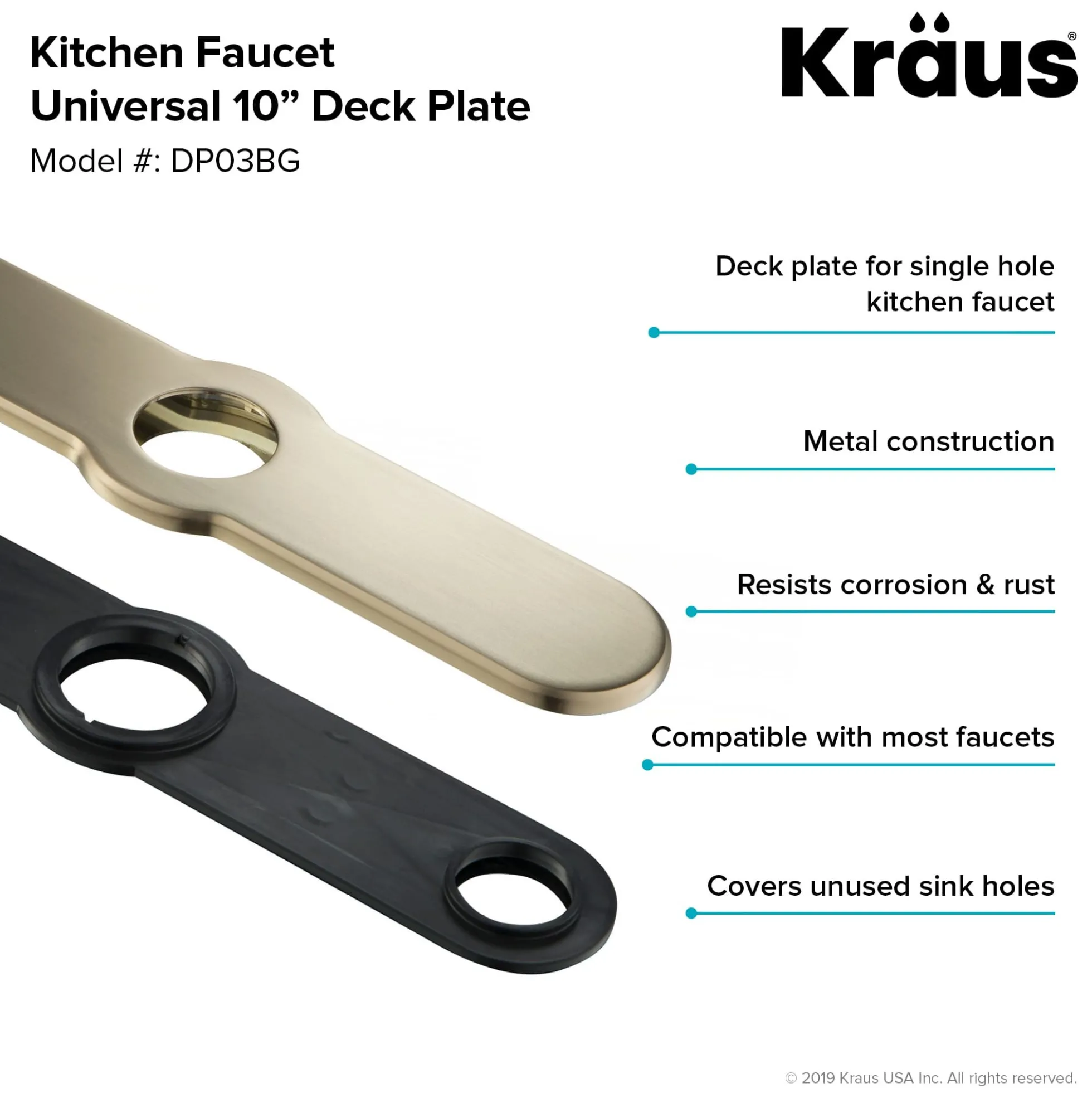 10" Deck Plate for Kitchen Faucet in Brushed Gold