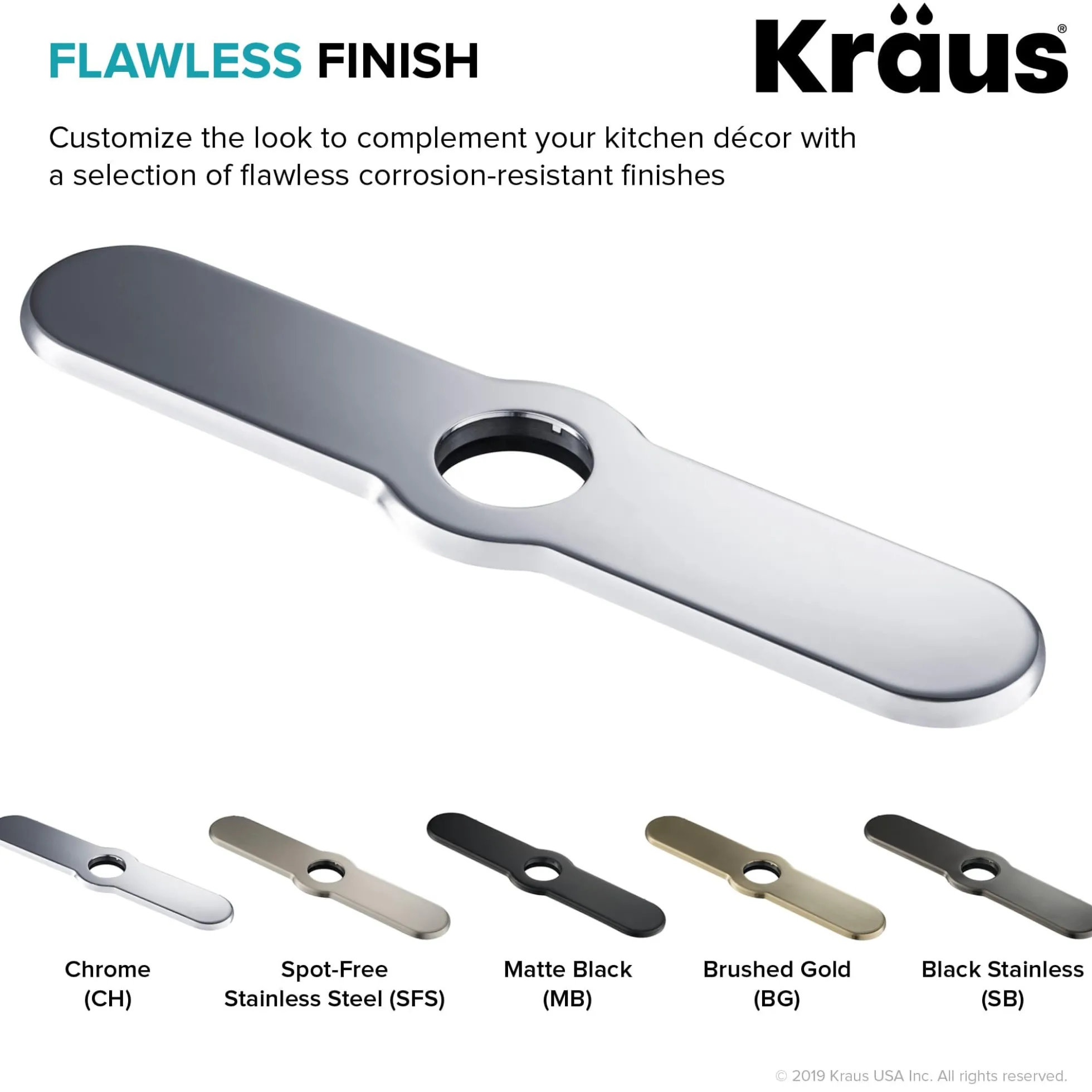 10" Deck Plate for Kitchen Faucet in Chrome